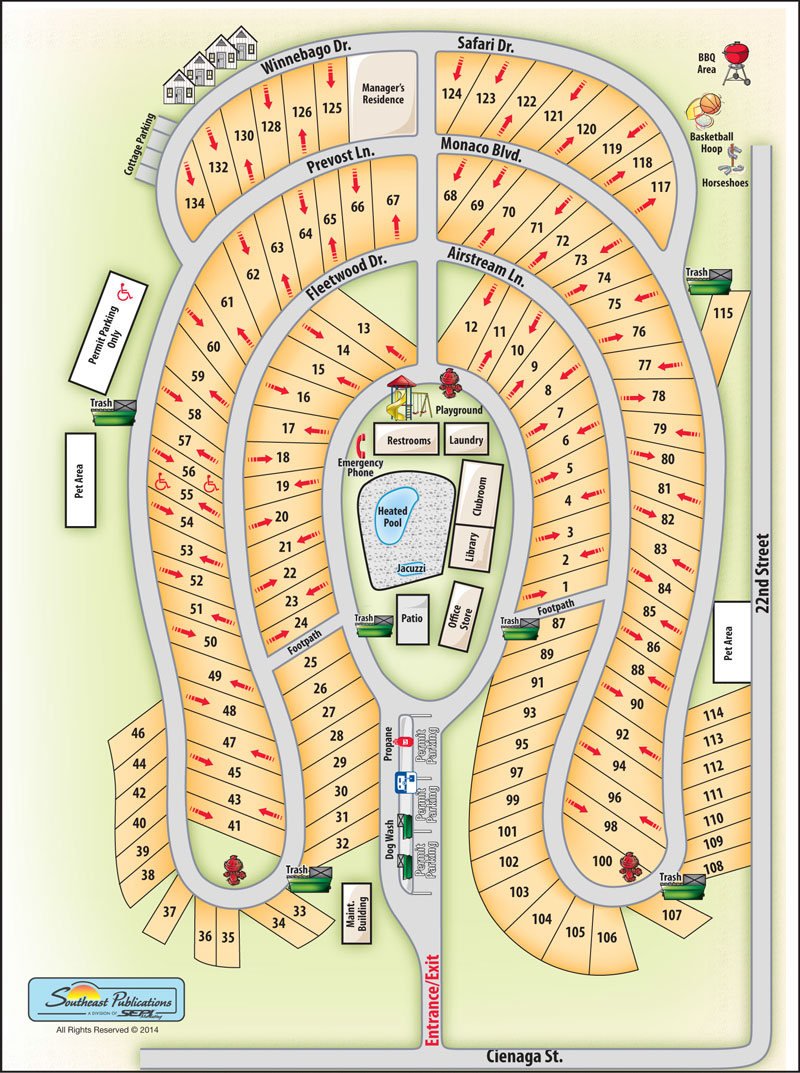 Resort Map of Pismo Sands RV Resort | RV Camping Oceano, CA